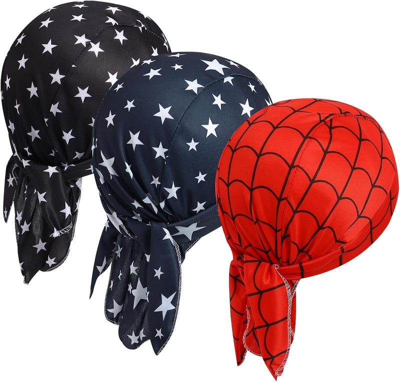 DOCILA 3 Pcs Do Rags for Men Skull Cap Bandana Hat Breathable Helmet Linner Beanie - Image 1